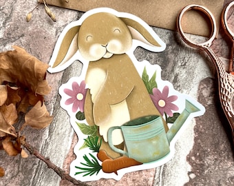 Rabbit Sticker | Vinyl Stickers | Woodland Decal | Rabbit Lover | Garden Sticker | Gardening Gift | Rabbit Gift | Rustic Sticker
