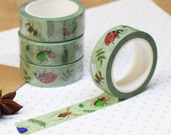 Bugs Washi Tape | Art Journal | Bullet Journal | Woodland Washi Tape | Bugs Stationery | Insect Gift | Woodland Stationery | Insect Washi