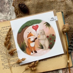Woodland Valentines Card | Woodland Love Card | Woodland Greeting Card | Cute Valentines Card | Illustrated Cards | Fox Valentines
