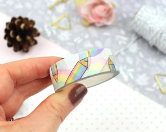 SALE Rainbow Washi Tape, Art Journal, Bullet Journal, Artist Washi Tape, Rainbow Stationery, Kawaii Stationery, Kawaii Gift, Rainbow Gift
