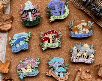 Mushroom Enamel Pin | Cute Mushrooms | Mushroom Gifts | Mental Health Pin | Mushroom Lover | Fungi Pin | Woodland Pin | Woodland Gifts