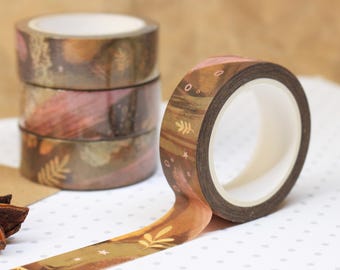 Brown Washi Tape | Art Journal | Bullet Journal | Abstract Washi Tape | Brown Stationery | Journal Supplies | Journalling Gift | Washi Gift