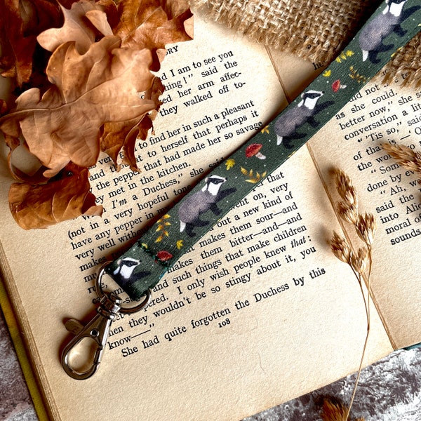 Woodland Lanyard Badger Design | Cute Lanyard | Witch Lanyard | Badger Art | Badger Stationery | Badger Print | Woodland Art | Badger Gift