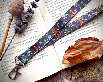 Moth Lanyard Insect Design | Cute Lanyard | Witch Lanyard | Moth Art | Moth Stationery | Moth Print | Woodland Art | Moth Gift | Moth Lover