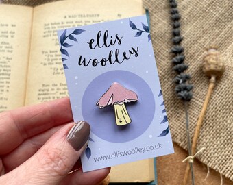 Pink Waxcap Pin | Mental Health Pin | Mushroom Pin | Mushroom Gifts | Mental Health Gift | Therapy Pin | Toadstool Pin | Woodland Gift