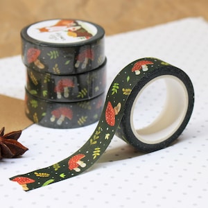 Toadstools Washi Tape | Art Journal | Bullet Journal | Woodland Washi Tape | Woodland Stationery | Toadstool Stationery | Toadstool Gift