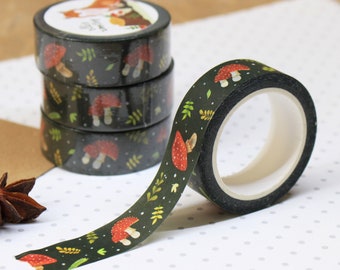 Toadstools Washi Tape | Art Journal | Bullet Journal | Woodland Washi Tape | Woodland Stationery | Toadstool Stationery | Toadstool Gift