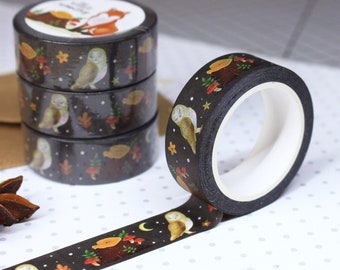 Owl Washi Tape | Art Journal | Bullet Journal | Woodland Washi Tape | Owl Stationery | Owl Print | Woodland Stationery | Owl Gift