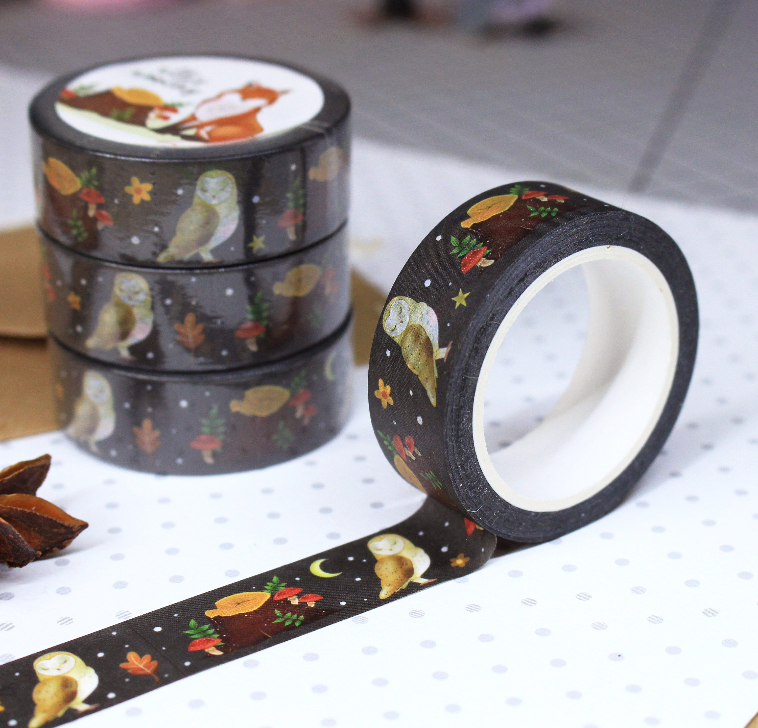 Owl Washi Tape | Art Journal | Bullet Journal | Woodland Washi Tape | Owl Stationery | Owl Print | W