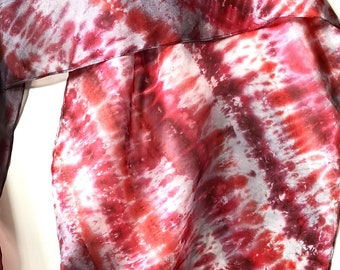 Silk Scarf, Hand Painted Red and Grey, made by SilkArtidea, is an everyday accessory that is handmade and hand dyed.