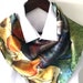 Silk Scarf, Yellow, Red, Grey, Square Scarf. Hand Painted on Crepe ...
