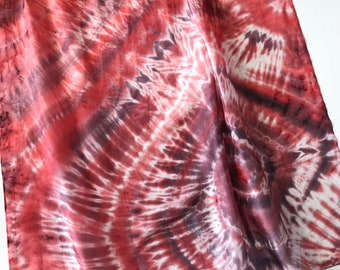 Silk Scarf, hand dyed, red, grey, made by SilkArtidea, hand painted silk, silk batik, red and grey silk scarf