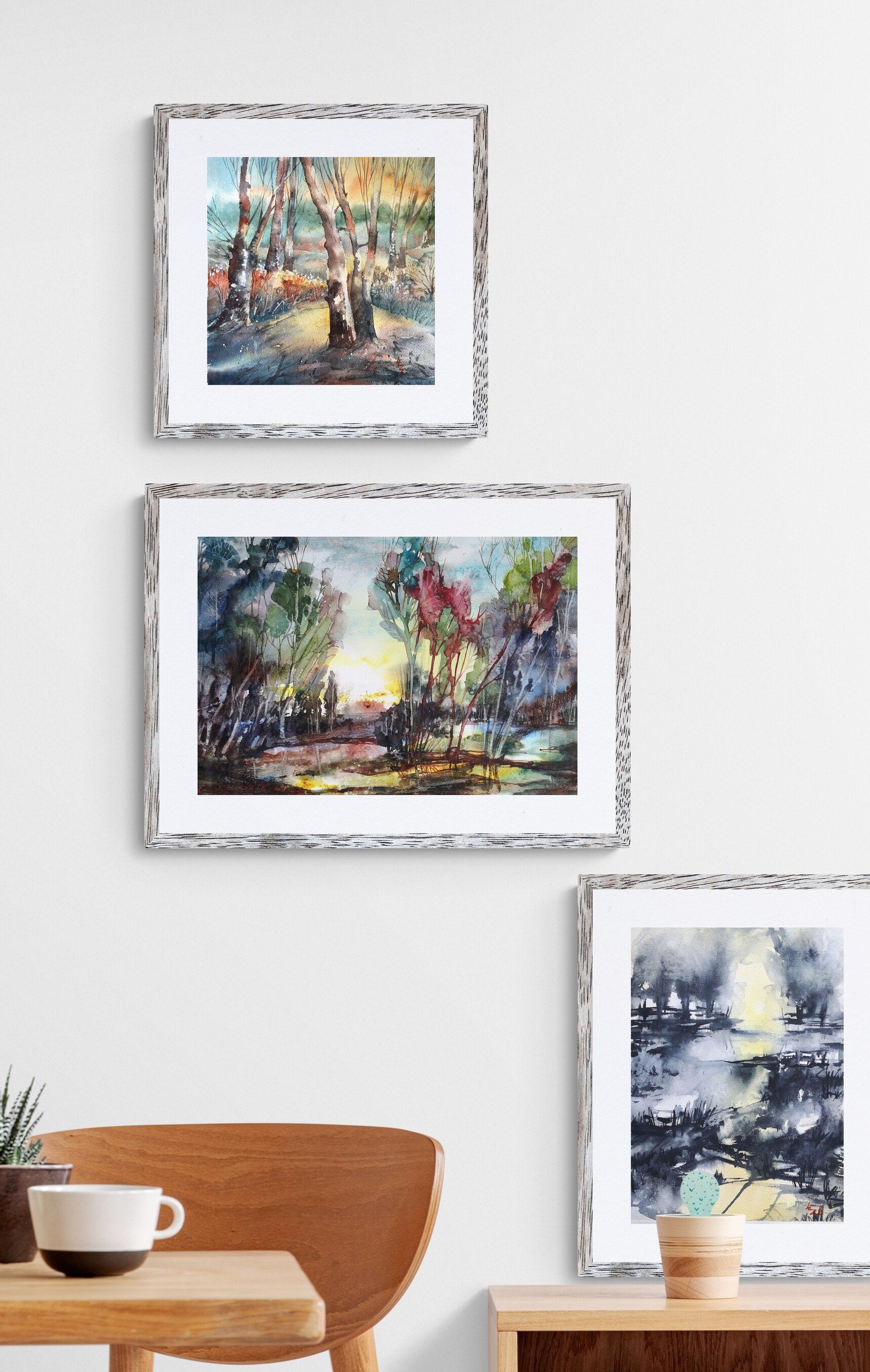 Watercolor Landscape Painting Original Silkartidea Wall Art - Etsy
