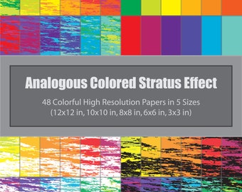 Analogous Colored Stratus Effect High Resolution Origami or Scrapbook Paper