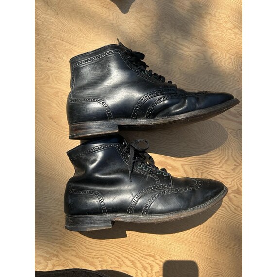 Alden, Alden 4497H Black Leather Wingtip Brogue Boots Mens 10.5D USA w/ Boot Bags