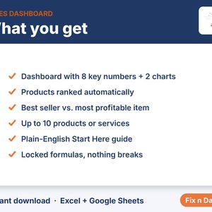 Sales Dashboard Template, Small Business Sales Tracker Spreadsheet, Product Sales Report, Excel & Google Sheets image 2