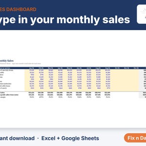Sales Dashboard Template, Small Business Sales Tracker Spreadsheet, Product Sales Report, Excel & Google Sheets image 3