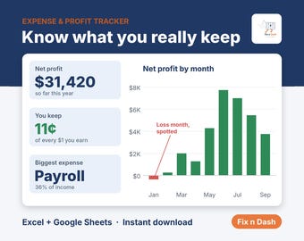 Modello di conto economico, strumento di monitoraggio delle spese per piccole imprese, foglio di calcolo per entrate e uscite, dashboard per Excel e Fogli Google