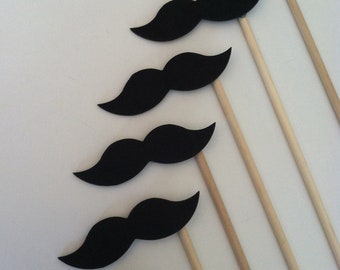 STACHE STICKS (Set of 16 hand cut stache sticks in BLACK)