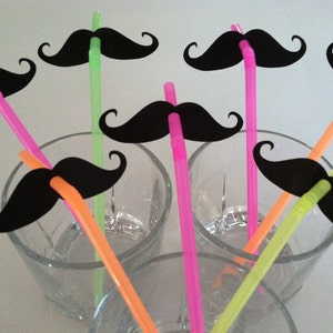 STACHE STRAWS set of 40 in NEON image 1