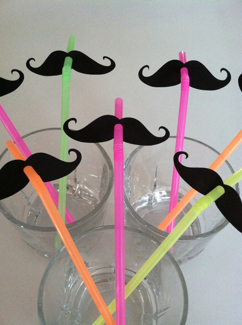 STACHE STRAWS set of 40 in NEON image 2