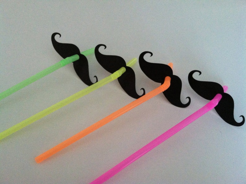 STACHE STRAWS set of 40 in NEON image 3