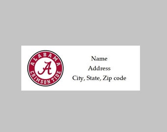 90 Personalized Custom Alabama Crimson Tide Football Address Labels Stickers Envelope Seals (2 graphics to pick from) - Any Team Available