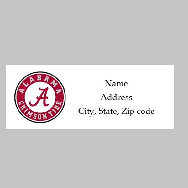 90 Personalized Custom Alabama Crimson Tide Football Address Labels Stickers Envelope Seals (2 graphics to pick from) - Any Team Available