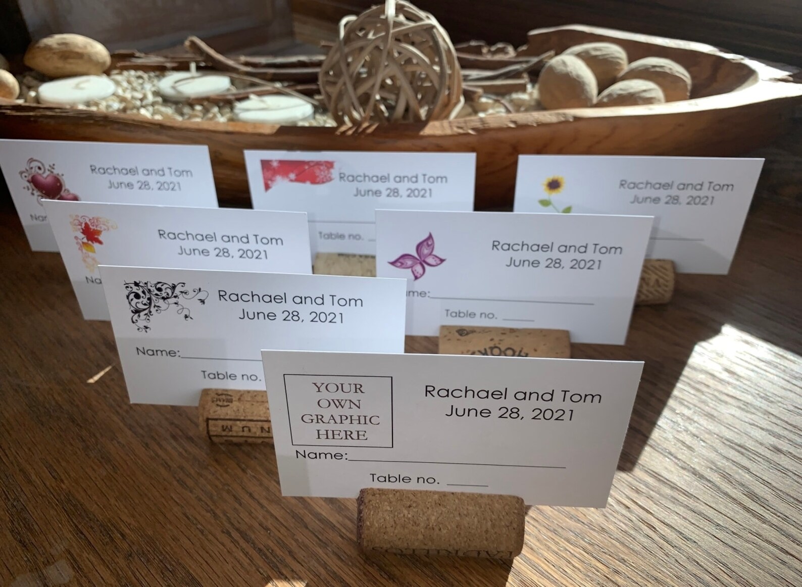 30 Personalized Custom Place Cards / Seating Cards + 30 Natural Wine ...