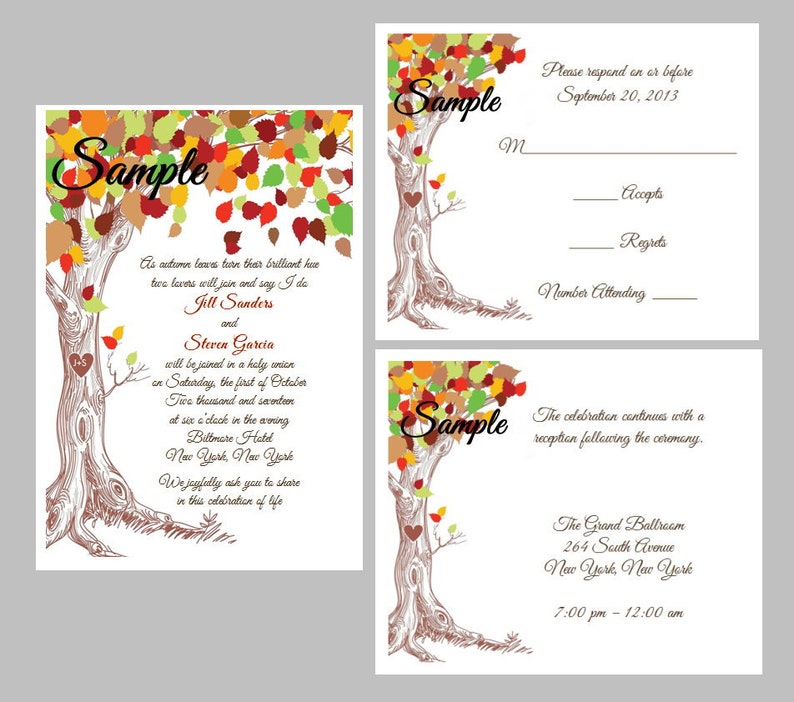 100 Personalized Custom Fall Autumn Love Tree Leaves Bridal Wedding ...