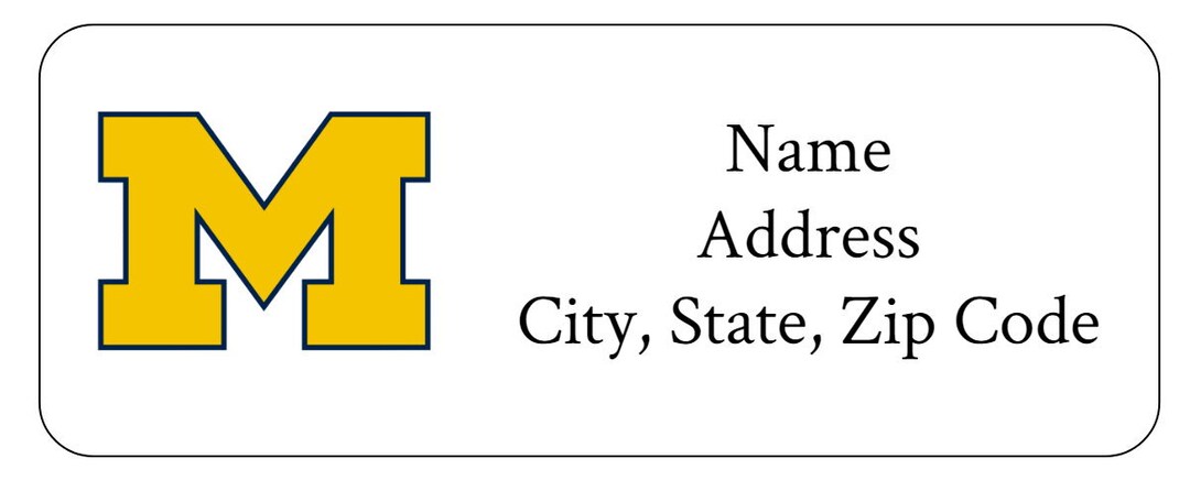 Michigan Tech Address Labels 90 Personalized Custom Michigan Football Return Address Labels Stickers ...