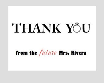 30 Personalized Custom Bachelorette Bridal Party Engagement Ring Thank You Cards and Envelopes