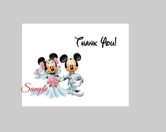 25 bodas personalizadas personalizadas Disney Mickey y Minnie Thank You Cards y 25 sobres