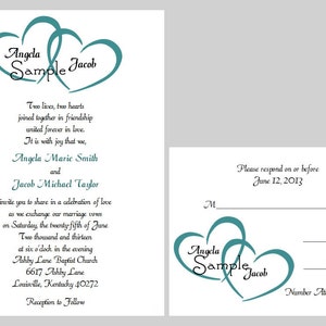 100 nombres personalizados personalizados Corazón Boda Boda Boda Invitaciones Tarjetas Establecer Corazones de cualquier color