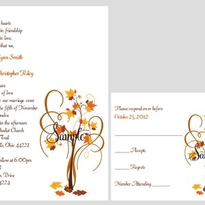25 Personnalisé Custom Automne Arbre d’automne Mariage Mariage Invitations Invitations Ensemble