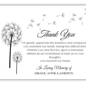 25 Personalized Custom Memorial Funeral Thank You Cards and Envelopes