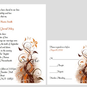 100 personalisierte Custom Herbst Herbst Grunge Blätter Floral Braut Hochzeit Zeremonie Einladungen Karten Set RSVP