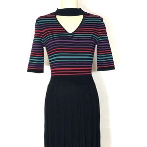1990s black striped knit dress - medium - 1990s knit dress - 1990s striped dress - Y2K dress