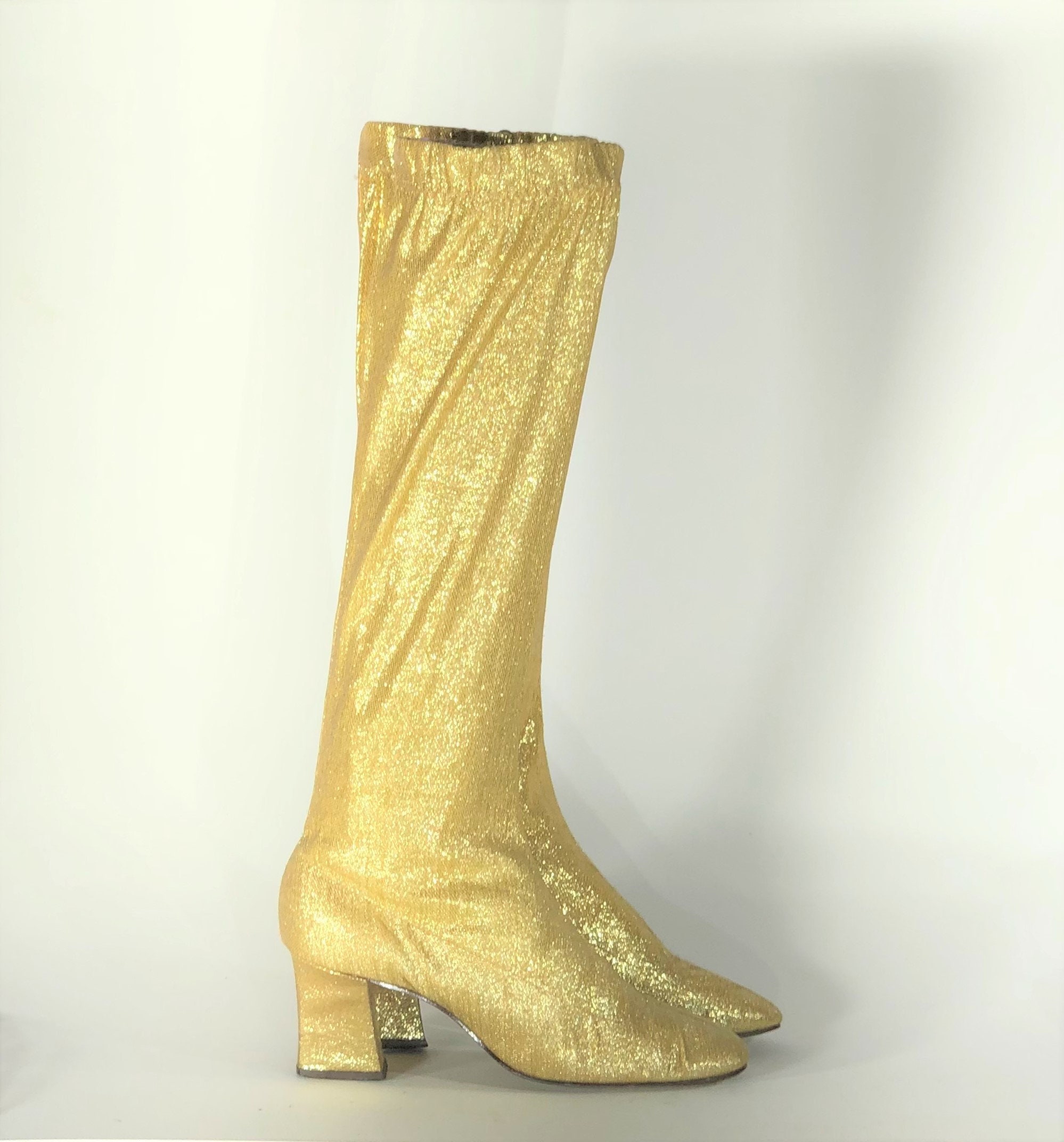 1960s Gold Lurex Go Go Boots Size 5 