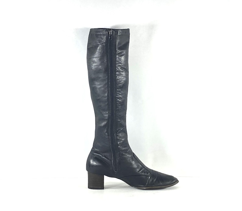 1970s Leather Boots: Vintage black dress boots, Size 8.5 N image 3