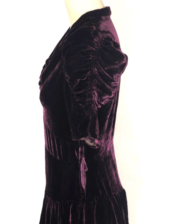 1930s silk velvet dress - small - 1930s purple ve… - image 7