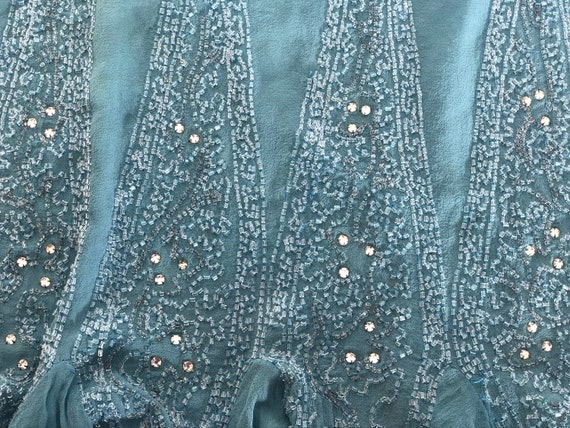 1920s blue silk embroidered dress - small - 1920s… - image 9