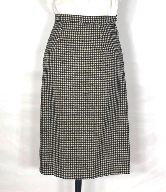 1950s checked wool pencil skirt - small - 1950s p… - image 1