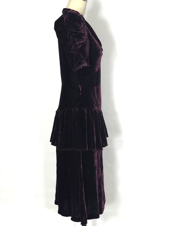1930s silk velvet dress - small - 1930s purple ve… - image 6