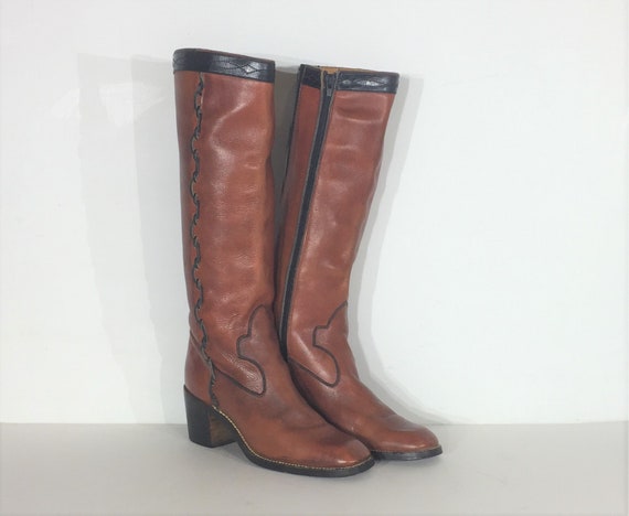 1970s Nina leather boots - size 9 narrow - 1970s W