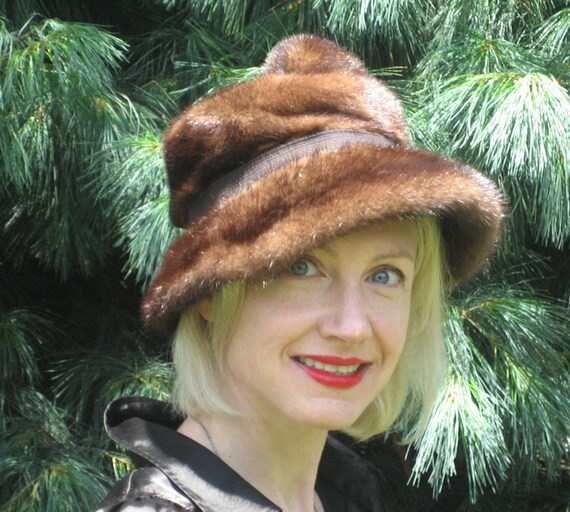 1970s brown mink fedora