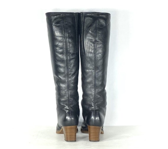 1970s black leather winter boots - size 5.5 - 197… - image 5