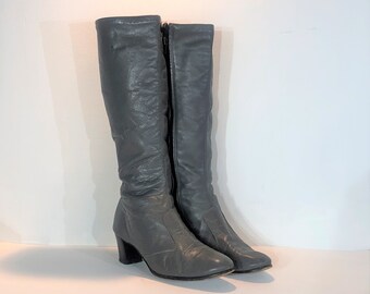 gray booties leather