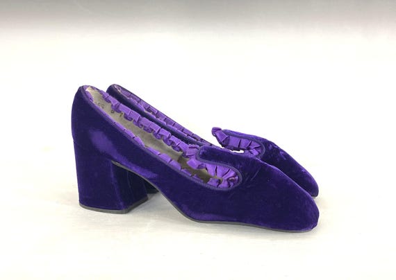 purple velvet dress shoes Purple Smoking Slippers | Rhinestone