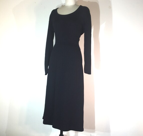 1940s black wool knit dress- medium - 1940s black… - image 3